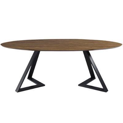 Mesa 8 Lugares 250cm Tampo Oval Efron Nogueira/preto