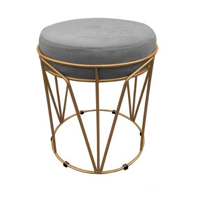 Puff Multiuso Com Mesa 2 Em 1 Suede Grafite Base Dourado