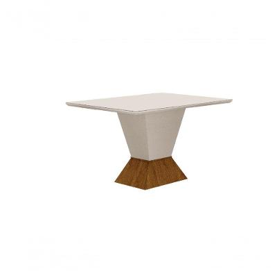 Mesa De Jantar 4 Lugares 1,20m Mdf/vidro Freijó/Off White
