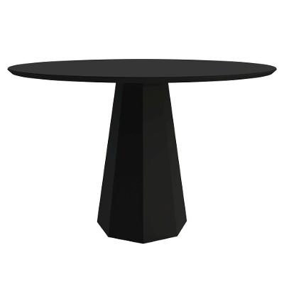 Mesa De Jantar 4 Lugares 1,20m Redondo Vidro Preto New Ceval