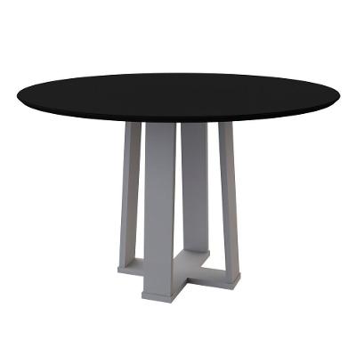Mesa De Jantar 4 Lugares 1,20m Vidro Isabela Off White Preto