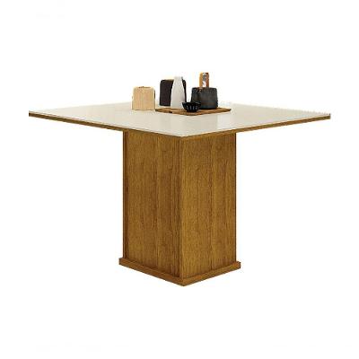 Mesa De Jantar 4 Lugares Tampo Mdf/vidro Napoli 90cm Freijó