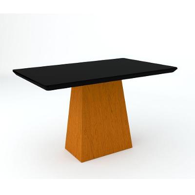 Mesa De Jantar 4 Ou 6 Lugares Tampo De Madeira e Vidro 1,35m