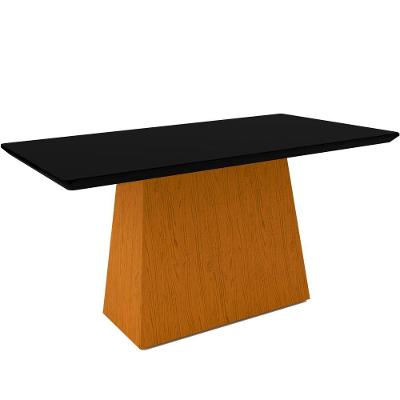 Mesa De Jantar 6 Lugares Tampo De Madeira Com Vidro 1,60cm