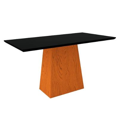 Mesa de Jantar 6 Lugares Tampo De Madeira Com Vidro 1,60m