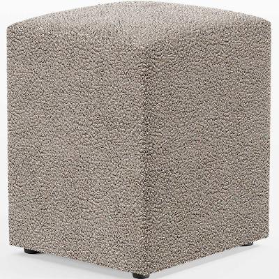 Puff Quadrado Decorativo Sala De Estar L02 Bouclê Bege