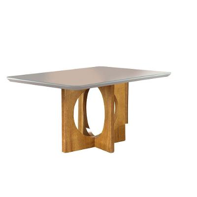 Mesa De Jantar 6 Lugares Barcelona Com Tampo De Vidro 160cm