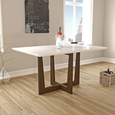 Mesa de Jantar Cruz Largura 160cm Laca Branca
