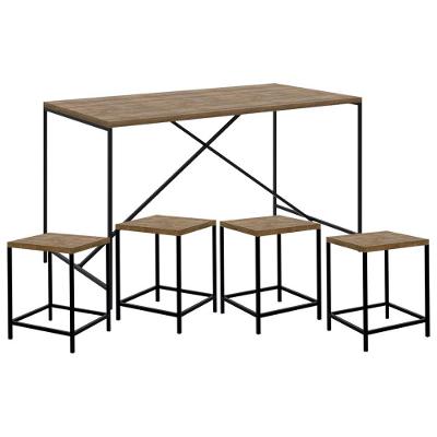 Mesa de Jantar com 2 Banquetas Baixas Steel Quadra Vermont