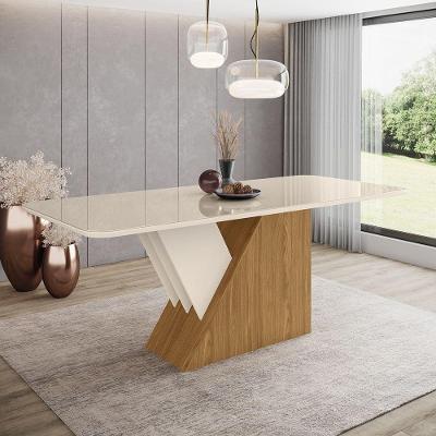 Mesa De Jantar Com Tampo Mdf C/Vidro 200cm