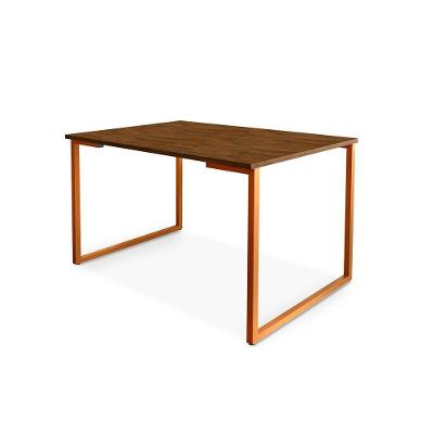 Mesa De Jantar Industrial Aço 4 Lugares 1,20x0,80 Klm Store Cobre Imbúia