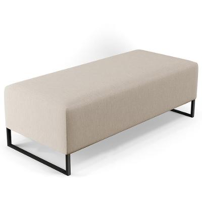 Puff Sala De Estar Bali W01 Base Ferro 120x50 Cm Linho Bege