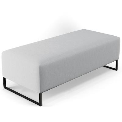Puff Sala De Estar Pés Base Ferro 120x50 Cm Linho Cinza