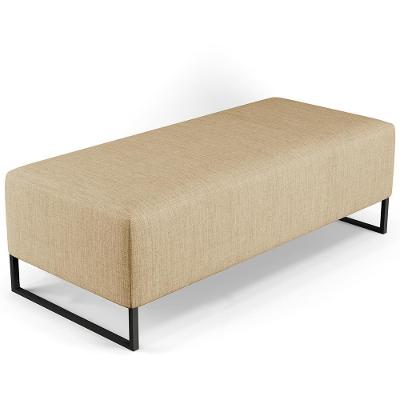 Puff Sala De Estar Base Ferro 120x50 Cm Linho Bege Escuro