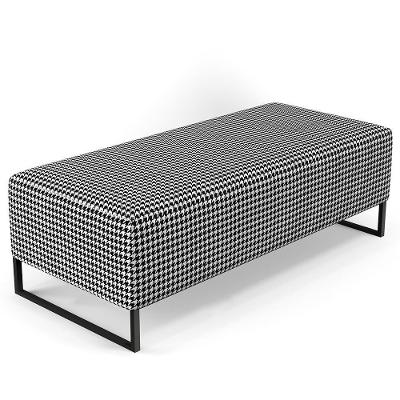 Puff Sala De Estar Base Ferro 120x50 Cm Suede Pied Poule