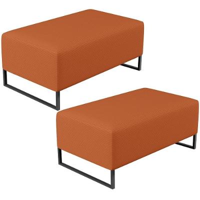 Kit 02 Puff Decorativo Para Sala De Estar Cléo W01 Base De Ferro 90cm Tecido Terracota