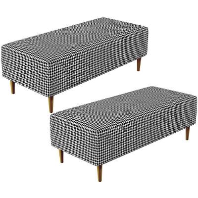 Kit 02 Puffs Decorativo Sala De Estar Bali W01 Pés Palito 120x50cm Pied Poule