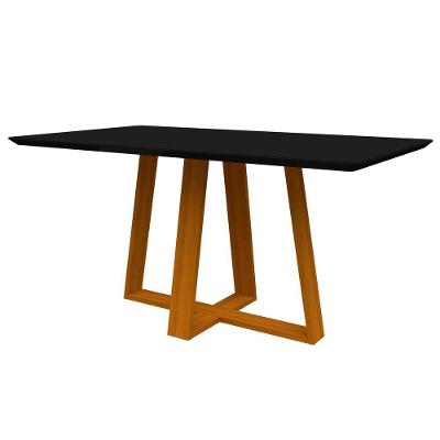 Mesa De Jantar Para 4 Ou 6 Lugares Tampo 1,60m Lectus Ypê Preto New Ceval