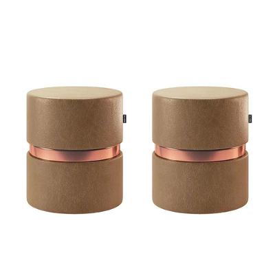 Kit 02 Puffs Decorativo Redondo Porto Luxo -one Courissimo Amarula
