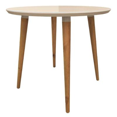 Mesa De Jantar Redonda 90cm 4 Lugares Tampo De Vidro Veneza C14 Off White - Mpozenato