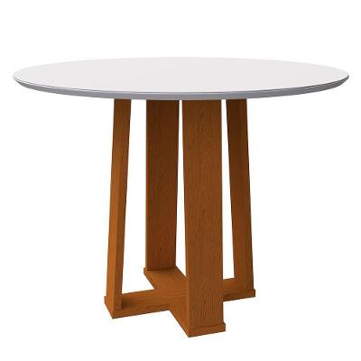Mesa De Jantar Tampo Vidro Lara 135 Cm Off White Base Ypê