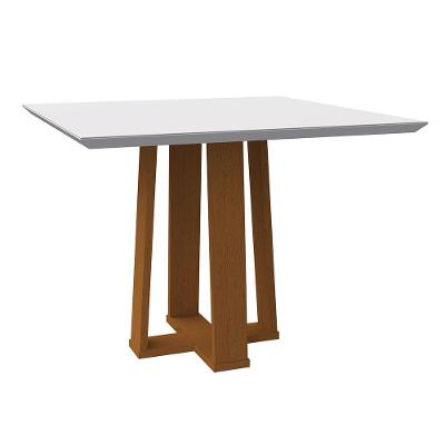Mesa De Jantar Tampo Vidro Leka 100 Cm Off White Base Ypê