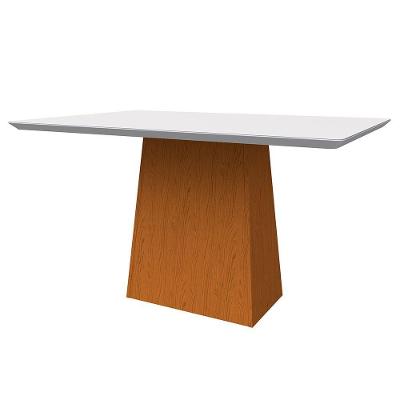 Mesa De Jantar Tampo Vidro Bella 120 Cm Off White Base Ypê