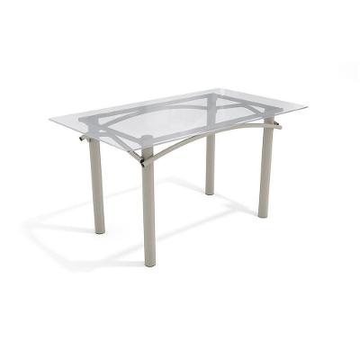 Mesa Elba Níquel Com Tampo De Vidro Incolor 1,40m