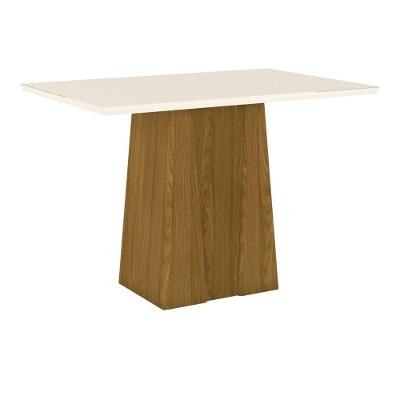 Mesa De Jantar Tampo Mdf Canto Reto 120 Cm Orus Henn Nature Com Off White