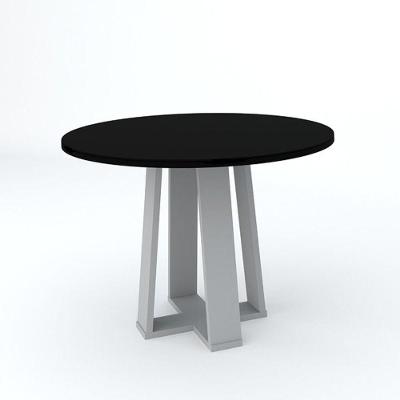 Mesa Jantar Redonda Isabela 100x100cm Off White Preto