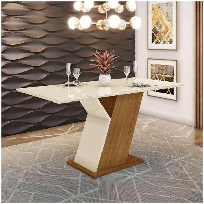 Mesa De Jantar Tampo Em Mdf 160cm Vidro Zuri Casa 812 Nature Off White