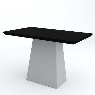 Mesa Jantar 4 Lugares Vidro Bárbara 1,20m Off White Preto