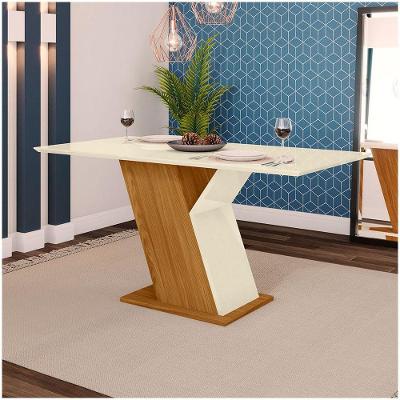 Mesa De Jantar Tampo Em Mdf 160cm Stel Casa 812 Nature Off White