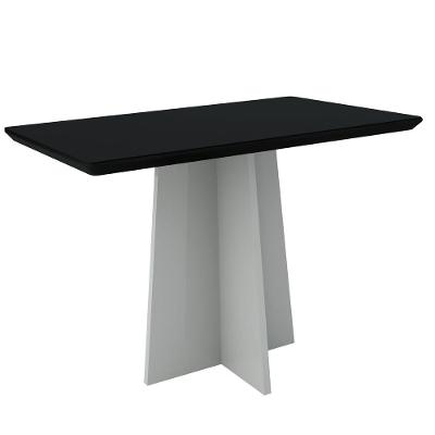 Mesa Jantar 4 Lugares 1,20 Vidro Off White Preto
