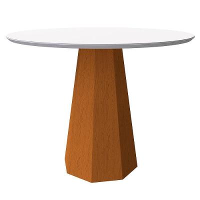 Mesa De Jantar Tampo Vidro Agnes 120 Cm Off White Base Ypê