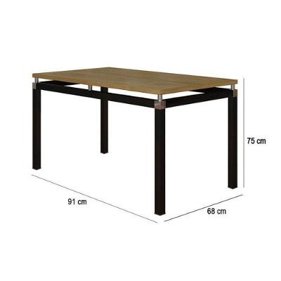 Mesa Malva 91x68 Cm Preta Com Tampo De Madeira Bp Nature Artefamol