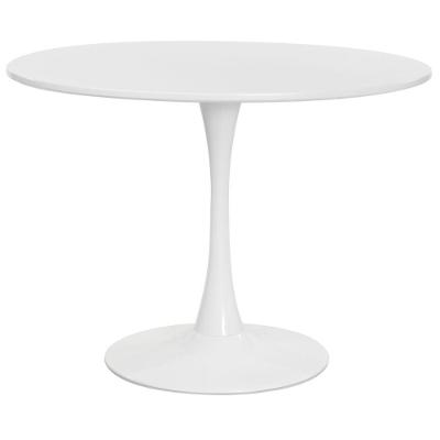 Mesa Saarinen Tulipa Redonda 120cm Tampo Madeira Branca