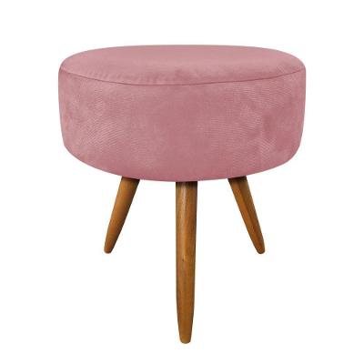 Puff Banqueta Redonda Nina Suede Rosê
