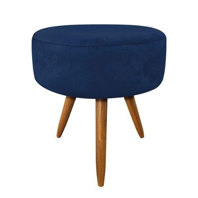 Puff Banqueta Redonda Nina Suede Azul Marinho