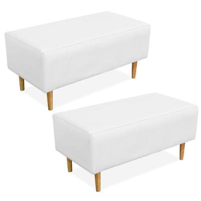 Kit 02 Puffs Cléo W01 Pés Palito 90 Cm Corino Branco