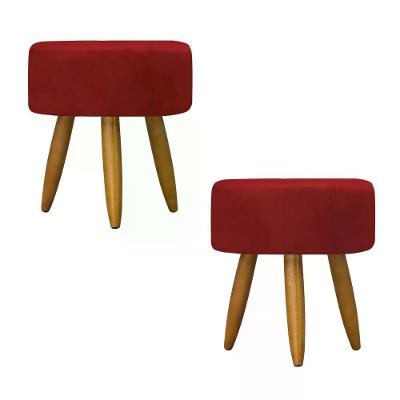 Kit 02 Puff Decorativo Redondo - Vermelho Vermelho