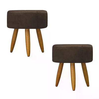 Kit 02 Puff Decorativo Redondo - Marrom Marrom