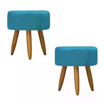 Kit 02 Puff Decorativo Redondo - Azul Turquesa Azul Turquesa