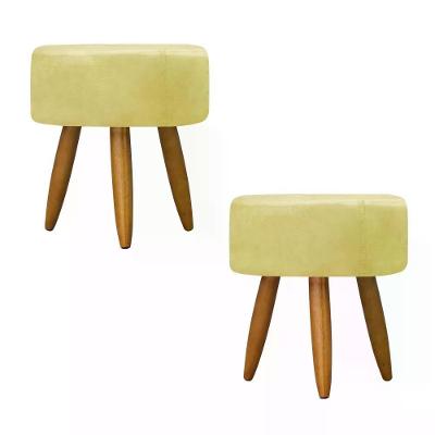 Kit 02 Puff Decorativo Redondo - Amarelo Amarelo