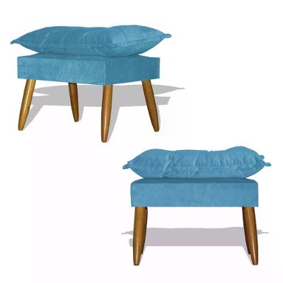 Kit 02 Puff Decorativo Opala - Azul Turquesa Azul Turquesa