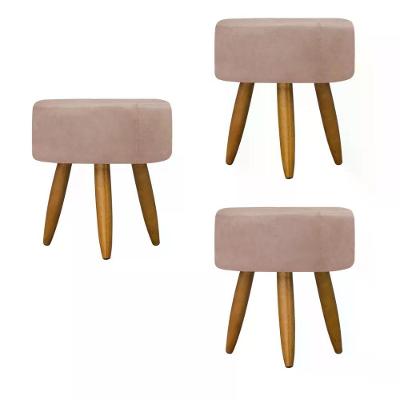 Kit 03 Puff Decorativo Redondo - Rosê Rosê