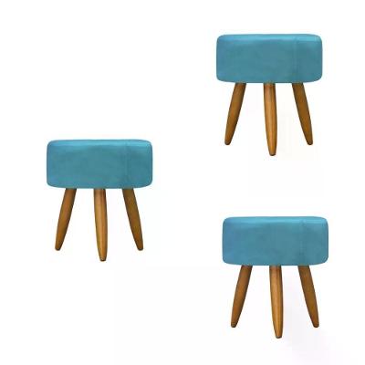 Kit 03 Puff Decorativo Redondo - Azul Turquesa Azul Turquesa