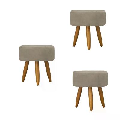 Kit 03 Puff Decorativo Redondo - Cappuccino Cappuccino