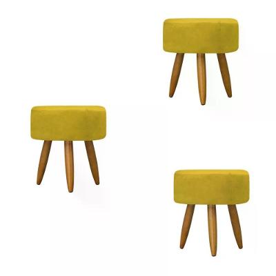 Kit 03 Puff Decorativo Redondo - Amarelo Amarelo