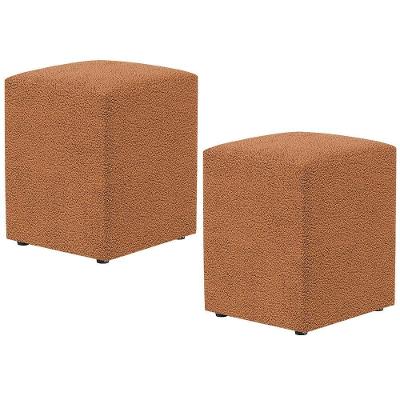 Kit 02 Puffs Quadrado Decorativo Sala De Estar L02 Bouclê Terracota